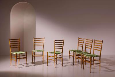 Chiavari Set of six Cinque Stecche Chiavari chairs Italy 1950s