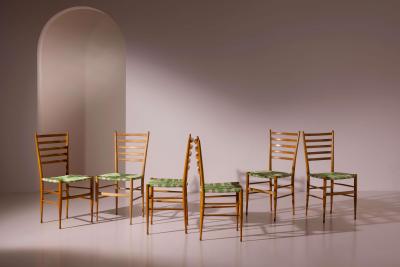 Chiavari Set of six Cinque Stecche Chiavari chairs Italy 1950s