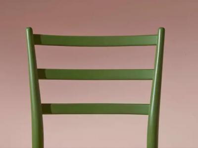  Chiavari Six green stained beech chairs model Tre Stecche by SAC Chiavari Italy 1960s