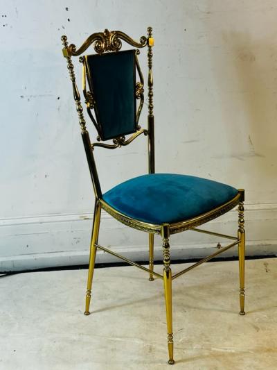 Chiavari UNUSUAL ORNATE MODERNIST ITALIAN BRASS CHAIR