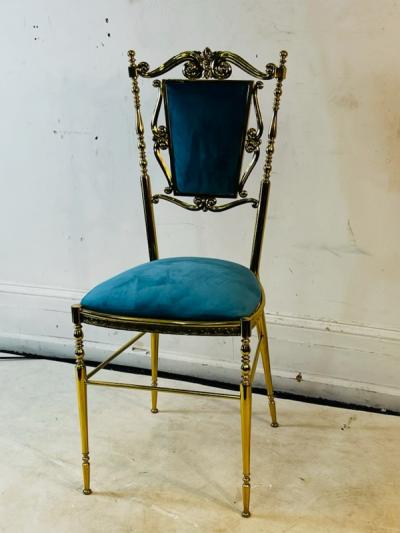 Chiavari UNUSUAL ORNATE MODERNIST ITALIAN BRASS CHAIR