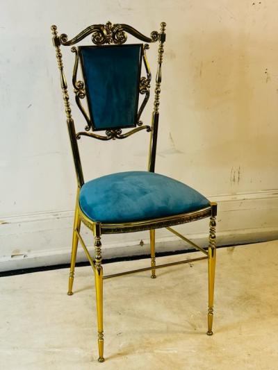 Chiavari UNUSUAL ORNATE MODERNIST ITALIAN BRASS CHAIR