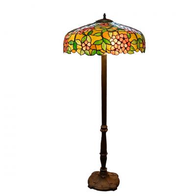  Chicago Mosaic Co Chicago Mosaic Floral shade on Fine Late 20th Century Bronze Base