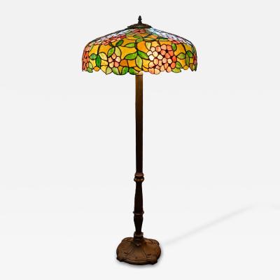  Chicago Mosaic Co Chicago Mosaic Floral shade on Fine Late 20th Century Bronze Base