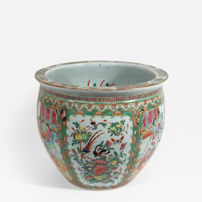  Chinese Porcelain Chinese Export Porcelain Rose Medallion Fish Bowl or Jardiniere