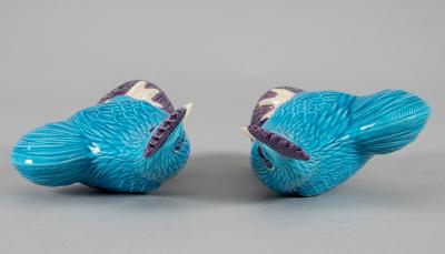  Chinese Porcelain Chinese Export Porcelain Turquoise and Purple Roosters A Pair