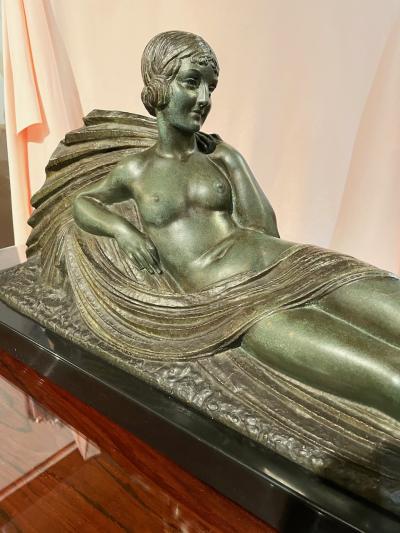  Chiparus Darcles Art Deco Bronze Draped Reclining Woman by Chiparus Darcles