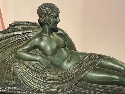  Chiparus Darcles Art Deco Bronze Draped Reclining Woman by Chiparus Darcles
