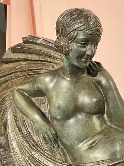  Chiparus Darcles Art Deco Bronze Draped Reclining Woman by Chiparus Darcles