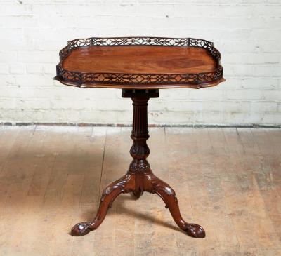  Chippendale Style Georgian Padouk Fretwork Tea Table