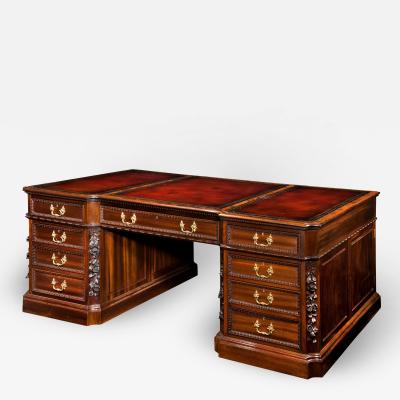  Chippendale Style Late mahogany Chippendale style pedestal desk