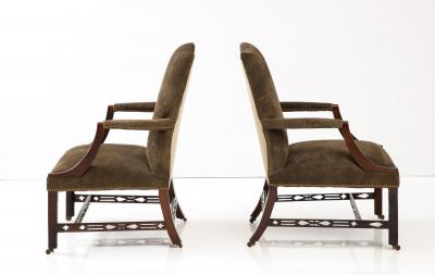  Chippendale Style Matched Pair of George III Gainsborough Chairs