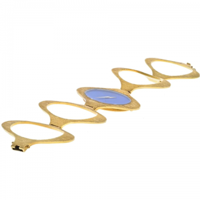  Chopard CHOPARD 18K WHITE GOLD 1970S BARK FINISH LAPIS DIAL 1970S WRIST WATCH