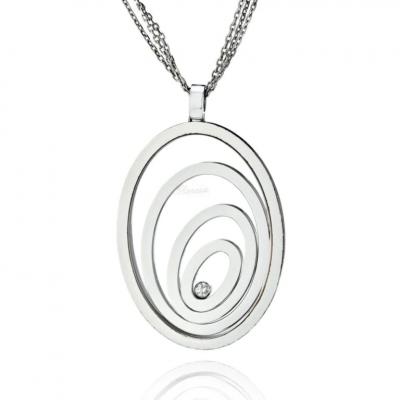  Chopard CHOPARD 18K WHITE GOLD HAPPY SPIRIT FLOATING DIAMOND NECKLACE