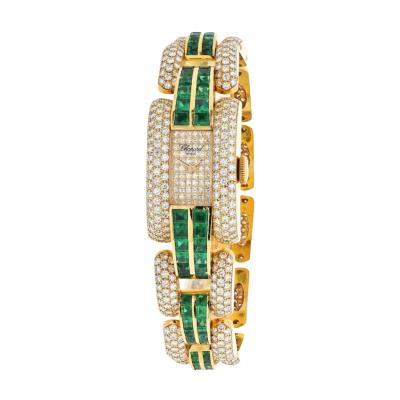  Chopard CHOPARD 18K YELLOW GOLD LA STRADA DIAMOND AND GREEN EMERALD LADIES WRIST WATCH