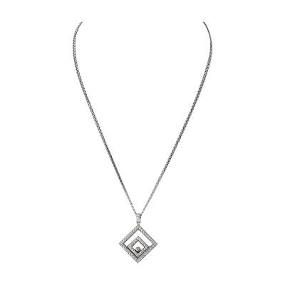  Chopard Chopard 18K White Gold 1 50cttw Happy Diamond Square Necklace