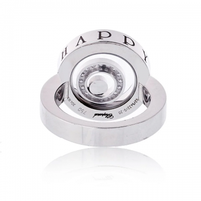  Chopard Chopard 18K White Gold Happy Spirit Double Pave Diamond Ring