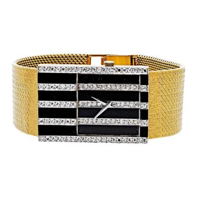  Chopard Chopard 18K Yellow Gold Diamond Grid Ref 2044 Manual Wind Onyx Ladies Watch