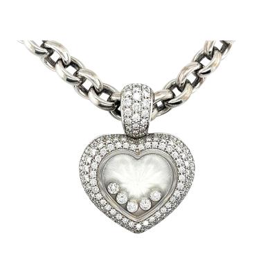  Chopard Chopard Happy Diamond 18Kt White Gold Heart Shape Pendant Necklace