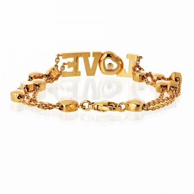  Chopard Chopard Happy Diamonds 18K Yellow Gold Love 0 28cttw Diamond Bracelet