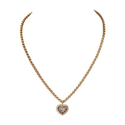  Chopard Happy Diamonds 18K Yellow Gold 0 36cttw Diamond Pave Set Heart Pendant Necklace