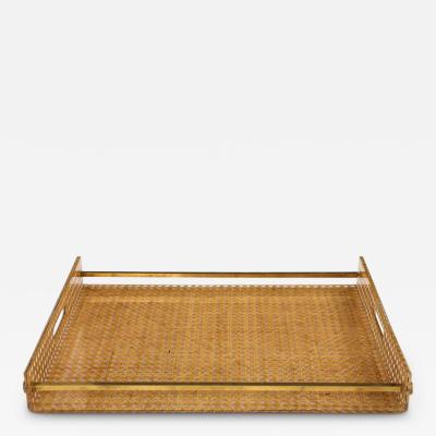  Christian Dior Christian Dior Cane Brass Plexiglass Tray France c 1950 70