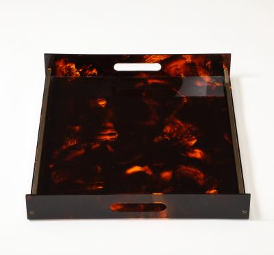  Christian Dior Christian Dior Faux Tortoise Brass Tray France c 1960 70 s
