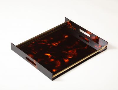  Christian Dior Christian Dior Faux Tortoise Brass Tray France c 1960 70 s