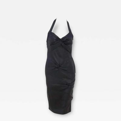  Christian Dior Christian Dior by John Galliano Black Satin Silk Lined Knot Dress