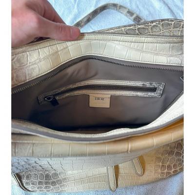  Christian Dior DIOR LARGE SOFT SADDLE WHITE HIMALAYAN crocodile HANDBAG