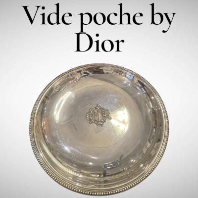 Christian Dior Large silver plated decorative dish or vide poche by Christian Dior