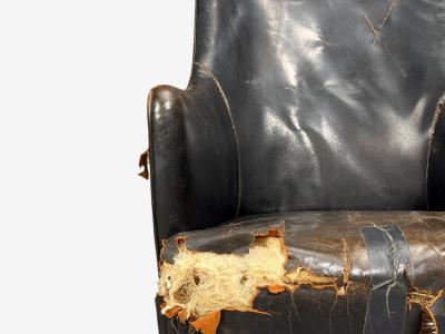  Christiansen Larsen Svend ge Madsen Highback Chair Leather Nut Wood Denmark 1947