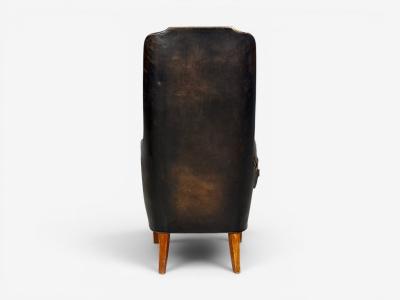  Christiansen Larsen Svend ge Madsen Highback Chair Leather Nut Wood Denmark 1947