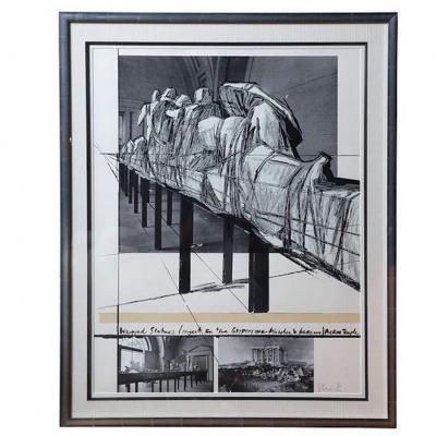  Christo Christo Wrapped Statues Silkscreen Photo Collage circa 1988