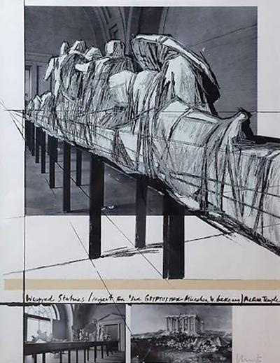  Christo Christo Wrapped Statues Silkscreen Photo Collage circa 1988