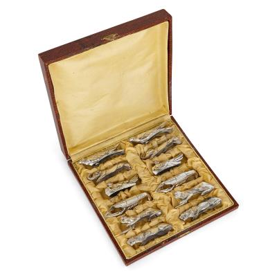  Christofle A 12 piece Art Deco silver plated knife rests set in the manner of Christofle