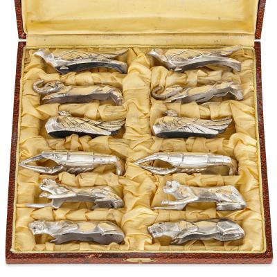  Christofle A 12 piece Art Deco silver plated knife rests set in the manner of Christofle
