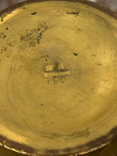  Christofle Cie Pair of French Art Deco dinanderie vases by Luc Lanel for Christofle