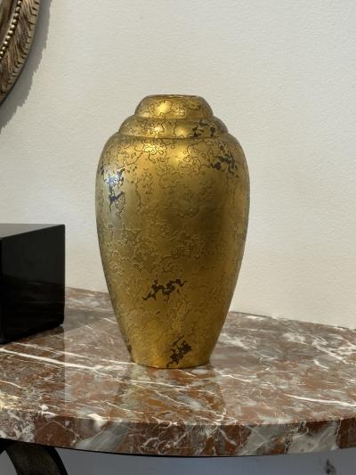  Christofle Cie Pair of French Art Deco dinanderie vases by Luc Lanel for Christofle