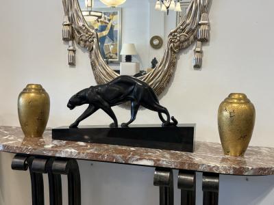  Christofle Cie Pair of French Art Deco dinanderie vases by Luc Lanel for Christofle