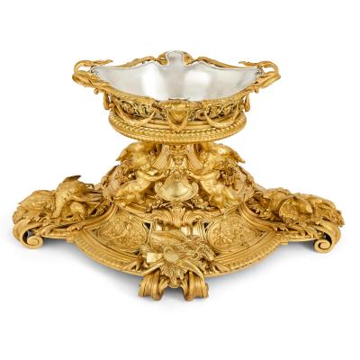  Christofle Magnificent French Gilt Bronze Figural Centrepiece by Christofle