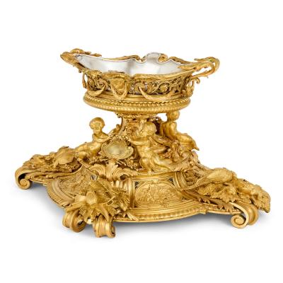  Christofle Magnificent French Gilt Bronze Figural Centrepiece by Christofle