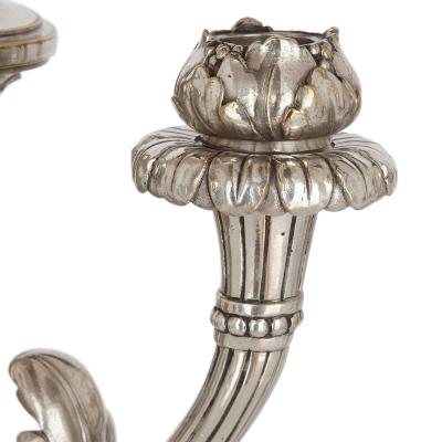  Christofle Pair of French Christofle table candelabra in silvered bronze