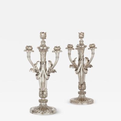  Christofle Pair of French Christofle table candelabra in silvered bronze