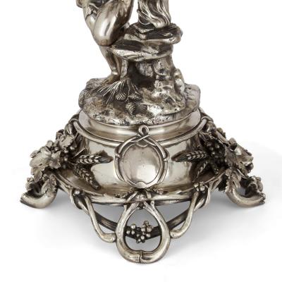 Christofle Pair of large silvered bronze candelabra by Christofle 19th century