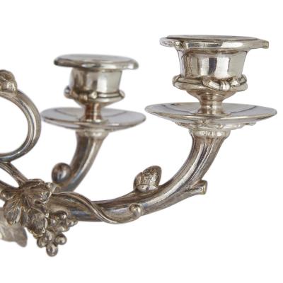 Christofle Pair of six light silvered bronze candelabra attributed to Christofle
