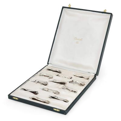  Christofle Set of twelve plated silver animalier knife rests by Christofle