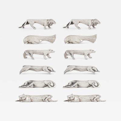  Christofle Set of twelve plated silver animalier knife rests by Christofle
