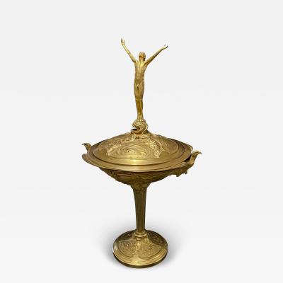  Christofle Triumphant Man Gilded Bronze Trophy Cup France 