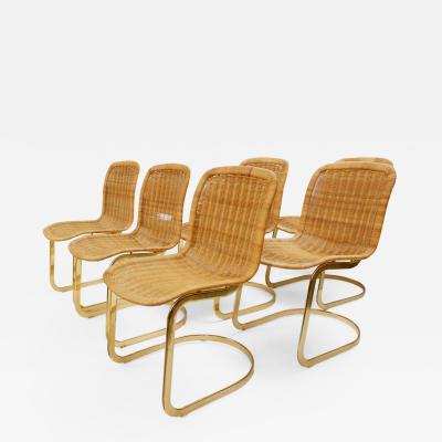  Cidue Set Of 6 Wicker Dining Chairs By Cidue 1970s